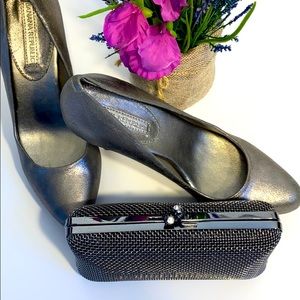 Black metal mesh bag.  Clutch/shoulder/crossbody